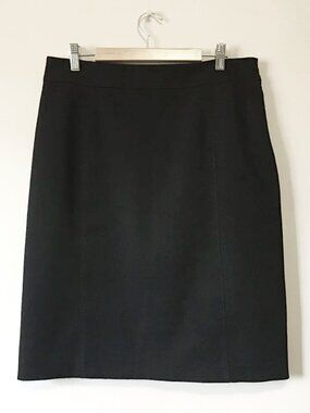 Vintage Cleo Black Career Skirt - Zigzag Stitched Kick Pleat - Made in Canada